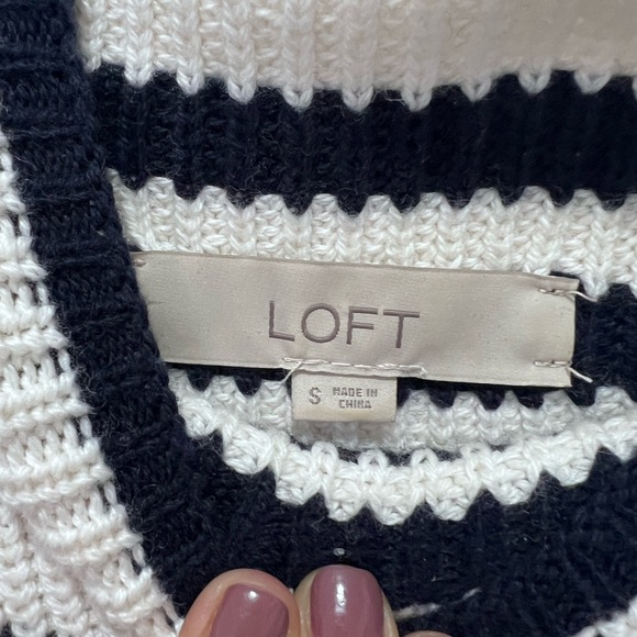LOFT Monochrome Striped Knit Top S - Picture 2 of 6